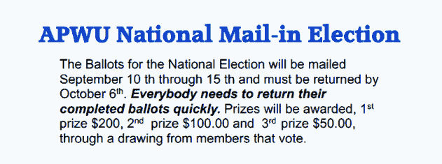 APWU National Mail-In Elections 2025